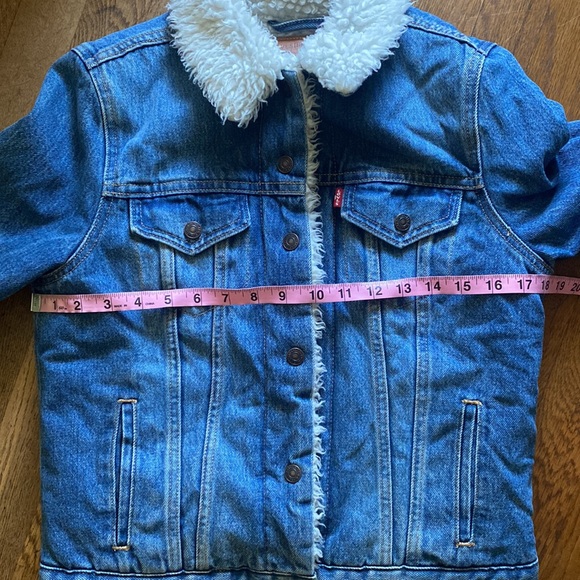 Levi’s Sherpa Jean Jacket Faux Fur faux Sherpa lined trucker denim jacket - Picture 7 of 9
